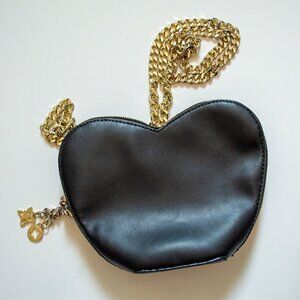 BCBG Heart-Shaped Black Crossbody Bag with Gold Hardware